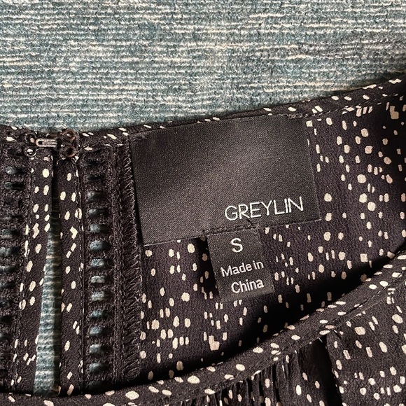 Greylin Black and White Asymmetrical Silk Tank Top - Picture 10 of 12